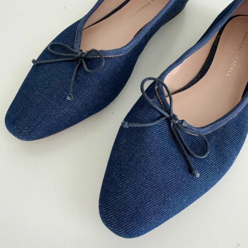 Loeffler Randall Ballet Flat Womens 7.5 B Blue Denim Georgie Minimalist Luxury